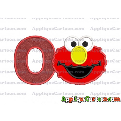 Elmo Sesame Street Head Applique Embroidery Design With Alphabet O