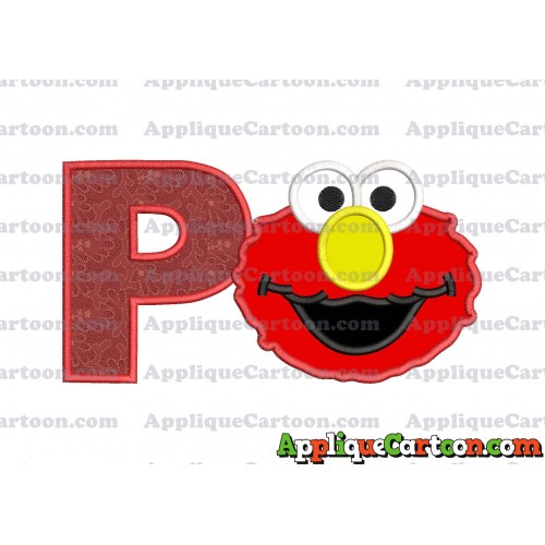 Elmo Sesame Street Head Applique Embroidery Design With Alphabet P