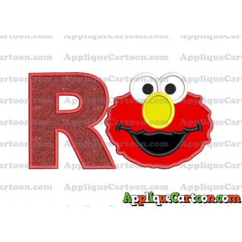 Elmo Sesame Street Head Applique Embroidery Design With Alphabet R