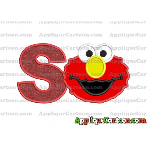 Elmo Sesame Street Head Applique Embroidery Design With Alphabet S