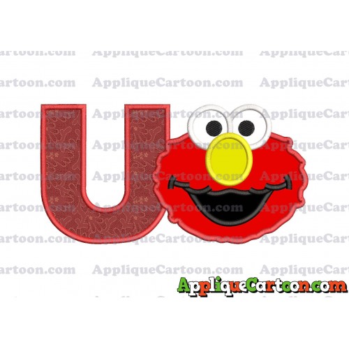 Elmo Sesame Street Head Applique Embroidery Design With Alphabet U
