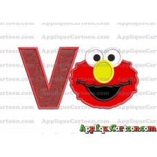Elmo Sesame Street Head Applique Embroidery Design With Alphabet V
