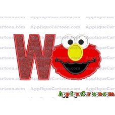 Elmo Sesame Street Head Applique Embroidery Design With Alphabet W