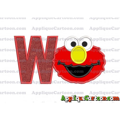 Elmo Sesame Street Head Applique Embroidery Design With Alphabet W