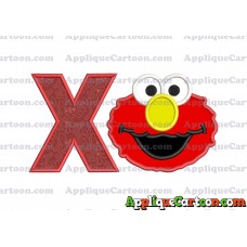 Elmo Sesame Street Head Applique Embroidery Design With Alphabet X