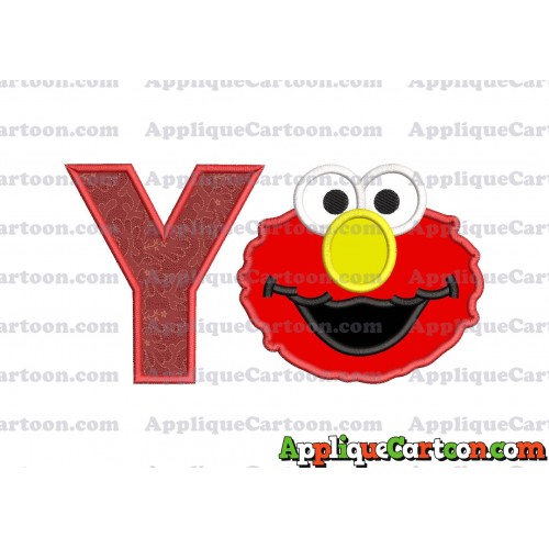 Elmo Sesame Street Head Applique Embroidery Design With Alphabet Y