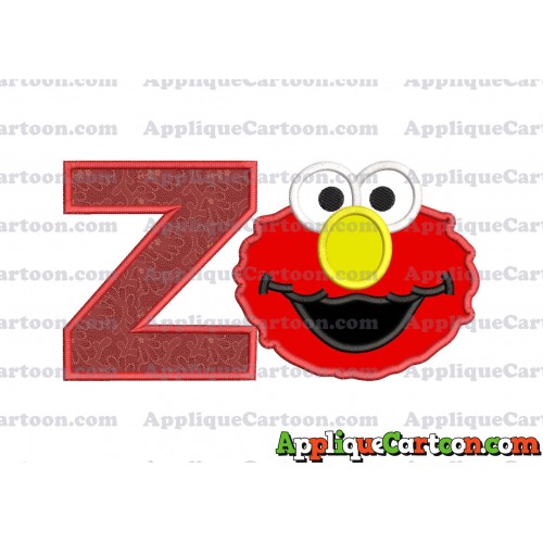 Elmo Sesame Street Head Applique Embroidery Design With Alphabet Z