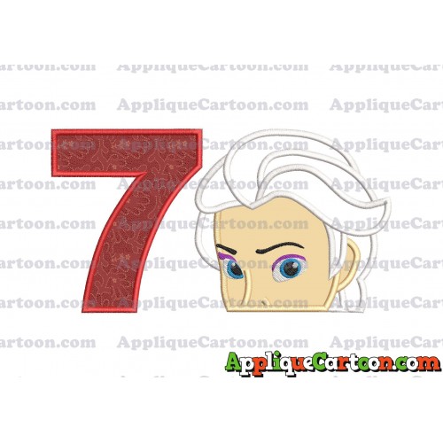 Elsa Applique Embroidery Design Birthday Number 7