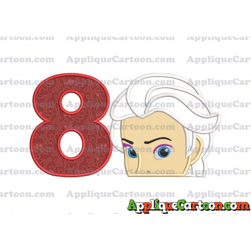 Elsa Applique Embroidery Design Birthday Number 8