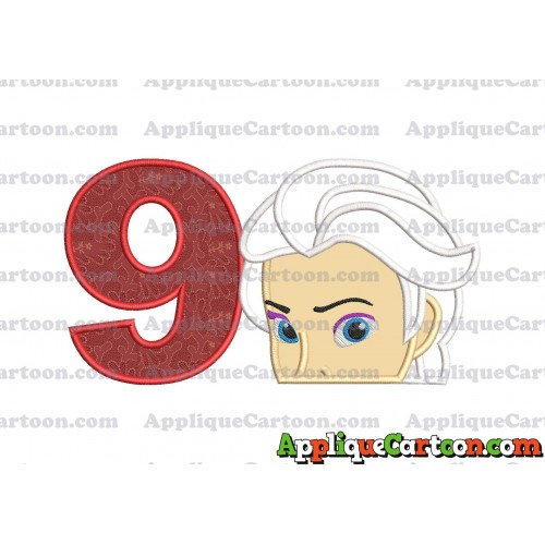 Elsa Applique Embroidery Design Birthday Number 9