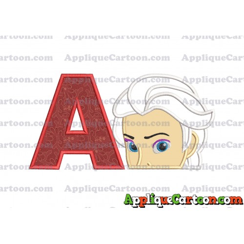 Elsa Applique Embroidery Design With Alphabet A