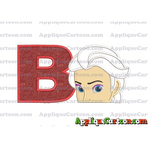 Elsa Applique Embroidery Design With Alphabet B