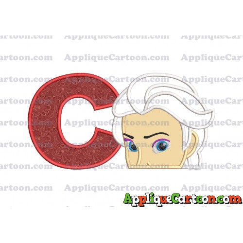 Elsa Applique Embroidery Design With Alphabet C
