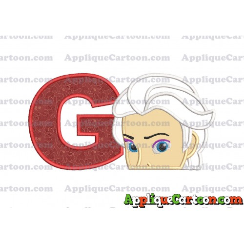 Elsa Applique Embroidery Design With Alphabet G
