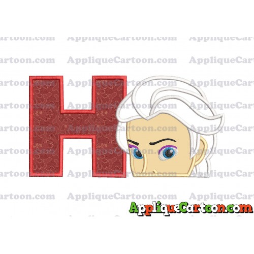 Elsa Applique Embroidery Design With Alphabet H