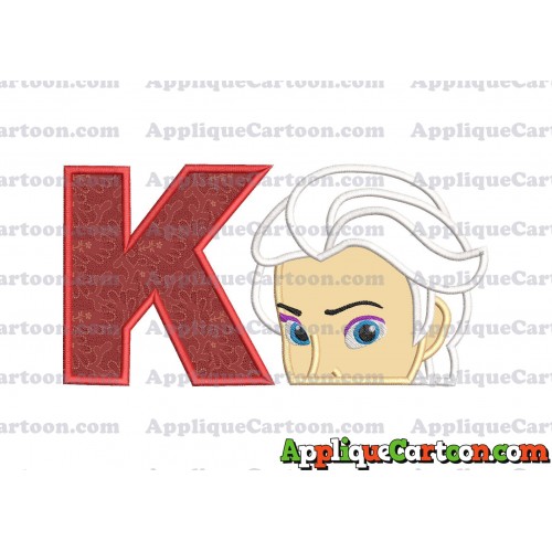 Elsa Applique Embroidery Design With Alphabet K