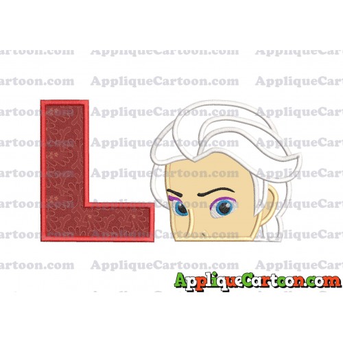 Elsa Applique Embroidery Design With Alphabet L