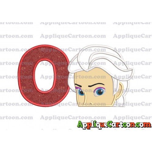 Elsa Applique Embroidery Design With Alphabet O