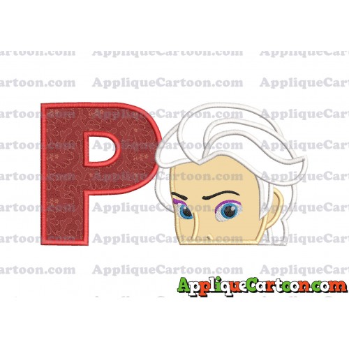 Elsa Applique Embroidery Design With Alphabet P