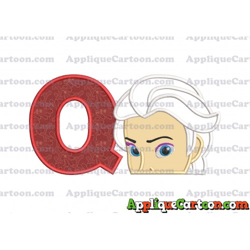 Elsa Applique Embroidery Design With Alphabet Q