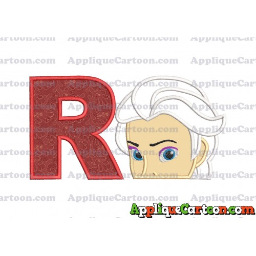 Elsa Applique Embroidery Design With Alphabet R