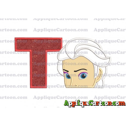 Elsa Applique Embroidery Design With Alphabet T