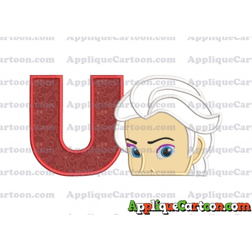 Elsa Applique Embroidery Design With Alphabet U