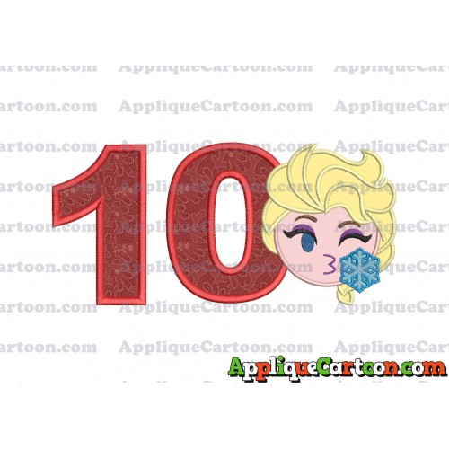Elsa Emoji Applique Embroidery Design Birthday Number 10