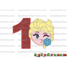 Elsa Emoji Applique Embroidery Design Birthday Number 1
