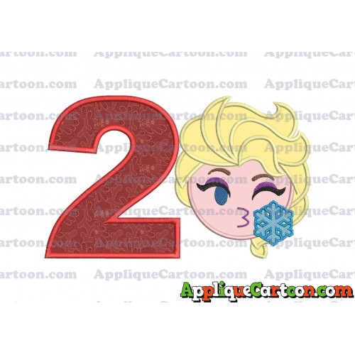 Elsa Emoji Applique Embroidery Design Birthday Number 2