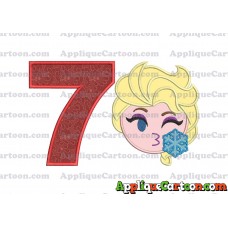 Elsa Emoji Applique Embroidery Design Birthday Number 7