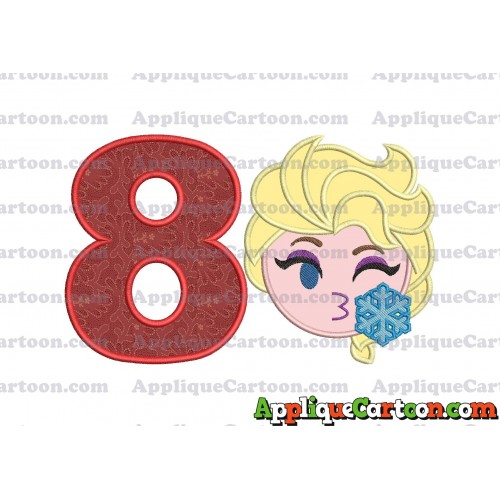 Elsa Emoji Applique Embroidery Design Birthday Number 8