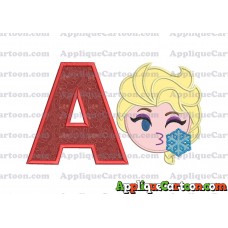 Elsa Emoji Applique Embroidery Design With Alphabet A