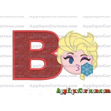 Elsa Emoji Applique Embroidery Design With Alphabet B