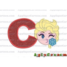 Elsa Emoji Applique Embroidery Design With Alphabet C