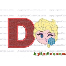 Elsa Emoji Applique Embroidery Design With Alphabet D