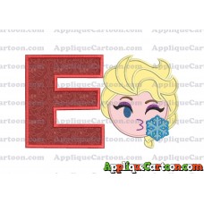 Elsa Emoji Applique Embroidery Design With Alphabet E