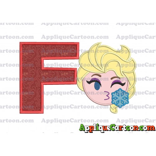 Elsa Emoji Applique Embroidery Design With Alphabet F