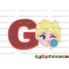 Elsa Emoji Applique Embroidery Design With Alphabet G