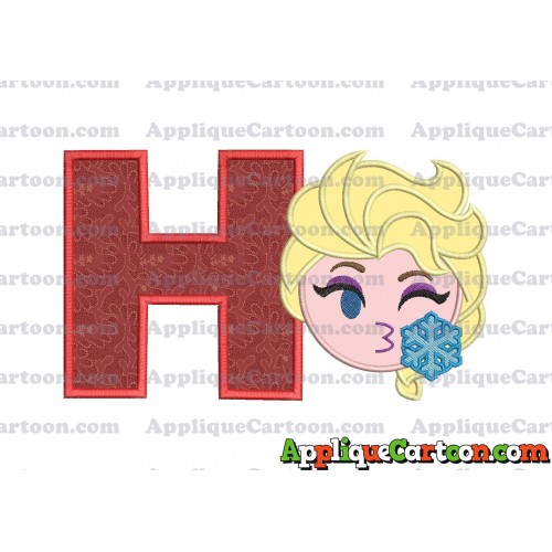 Elsa Emoji Applique Embroidery Design With Alphabet H