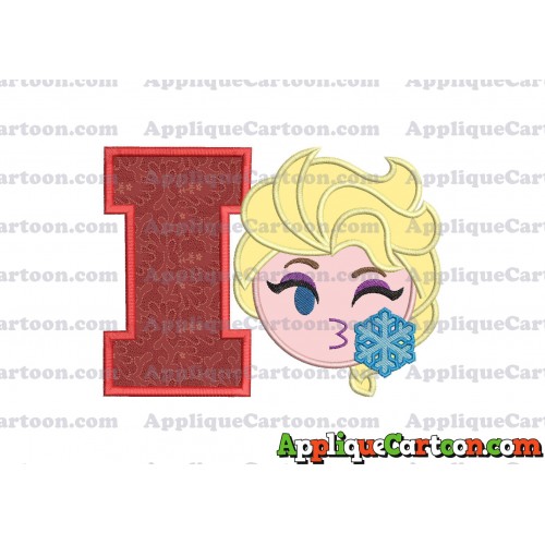 Elsa Emoji Applique Embroidery Design With Alphabet I