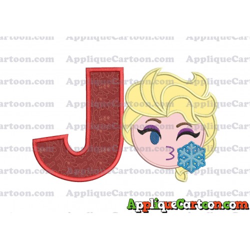Elsa Emoji Applique Embroidery Design With Alphabet J