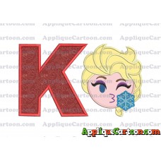 Elsa Emoji Applique Embroidery Design With Alphabet K