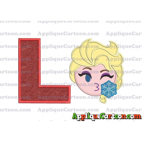 Elsa Emoji Applique Embroidery Design With Alphabet L