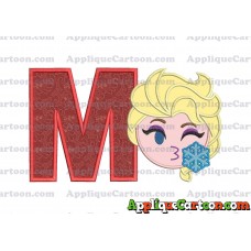 Elsa Emoji Applique Embroidery Design With Alphabet M