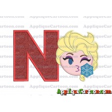 Elsa Emoji Applique Embroidery Design With Alphabet N