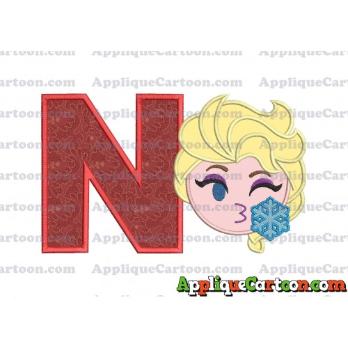 Elsa Emoji Applique Embroidery Design With Alphabet N