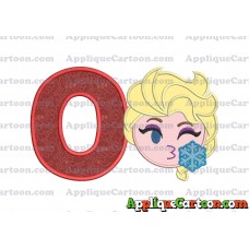 Elsa Emoji Applique Embroidery Design With Alphabet O