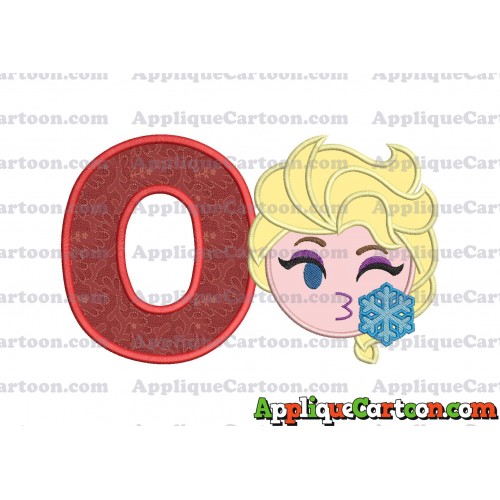 Elsa Emoji Applique Embroidery Design With Alphabet O
