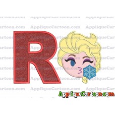 Elsa Emoji Applique Embroidery Design With Alphabet R